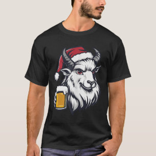 T-shirt Chèvre de Noël drôle avec bande dessinée de bière
