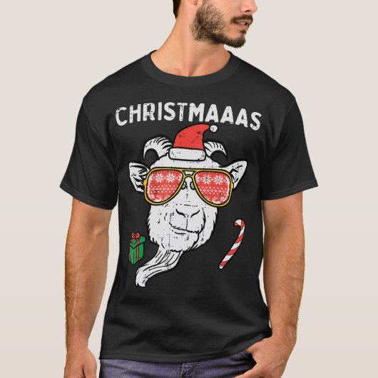 T-shirt Chèvre de Noël Père Noël Xmas Ferme Animaux Hommes (Devant)