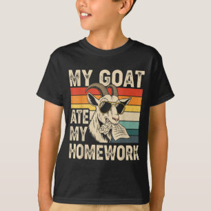 T-shirt Chèvre Drôle a Mangé Devoirs Vintage Animal de Fer