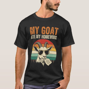 T-shirt Chèvre Drôle A Mangé Mon Devoir Vintage Animal De