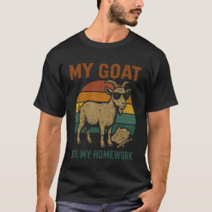 T-shirt Chèvre Drôle A Mangé Mon Devoir Vintage Animal De