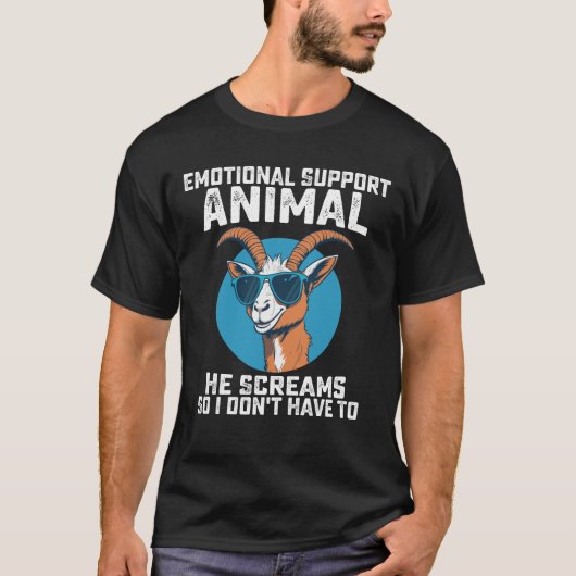 T-shirt Chèvre Emotionnel Support Animal Il Crie Donc Je N (Devant)