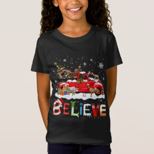 T-Shirt Chèvre équitation Camion Rouge Arbre de Noël Croir