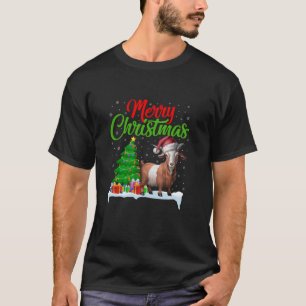 T-shirt Chèvre Feux d'Arbre de Noël Drôle Noël Amoureux de