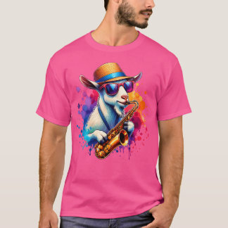 T-shirt Chèvre jouant du saxophone avec des lunettes de so