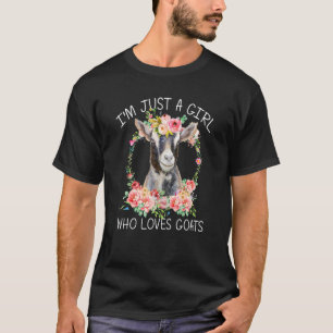 T-shirt Chèvre Juste Une Fille Qui Aime Chèvre Fleurs Ferm