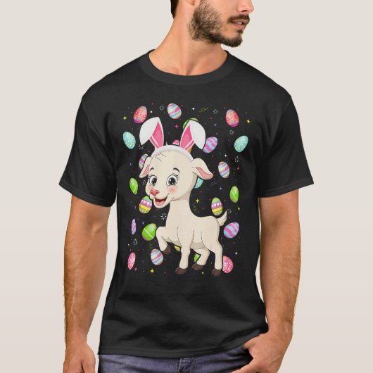 T-shirt Chèvre lapin Oeuf de Pâques Drôle Chèvre dimanche  (Devant)