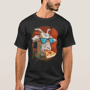 T-shirt Chèvre Manger Pizza Pizza Alimentation Chèvre Foin