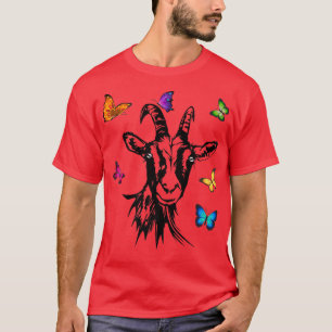 T-shirt chèvre mignonne avec papillon