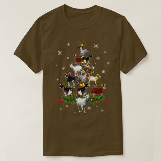 T-shirt Chèvre Noël Arbre Neige Drôle Chèvre Noël Cadeau (Design devant)