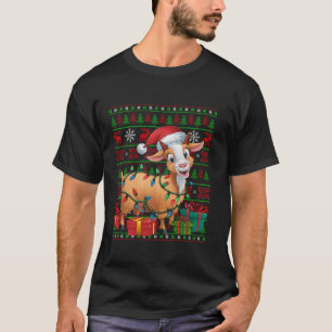 T-shirt Chèvre Noël Lumières Vilain Père Noël Chèvre Noël