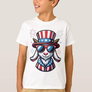 T-shirt Chèvre Patriotique 4 juillet Chèvre Drapeau Améric