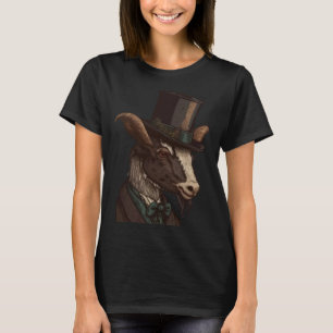 T-shirt Chèvre portant un chapeau de dessus fantaisie