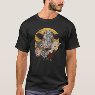 T-shirt Chèvre Poulets Singe Vache Pays Agriculteur Ferme