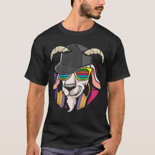 T-shirt Chèvre Punk Avec Casque Dj Chèvre Musique Cadeau