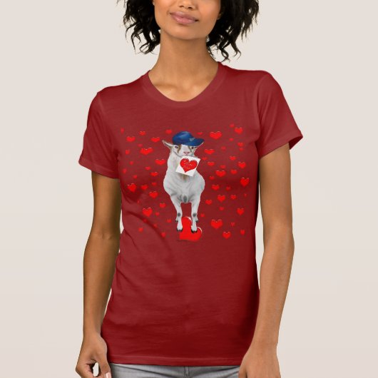 T-shirt Chèvre Saint-Valentin Coeurs (Devant)