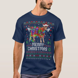T-shirt Chèvre Santa Chapeau Animal Noël Arbre Lumières Va