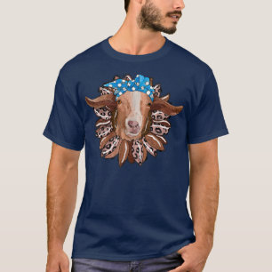 T-shirt Chèvre Tournesol Animaux Drôle Chèvre Bandana Goat