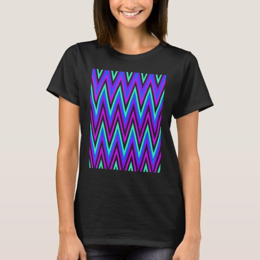 T-shirt Chevron In Purple Blue Aqua Zigzags (Devant)