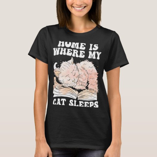 T-shirt Chez moi, mon chat dort. (Devant)