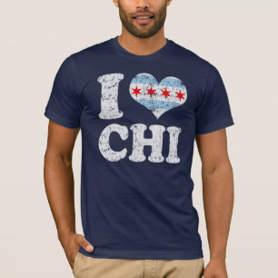 T-shirt CHI de drapeau de Chicago du coeur I