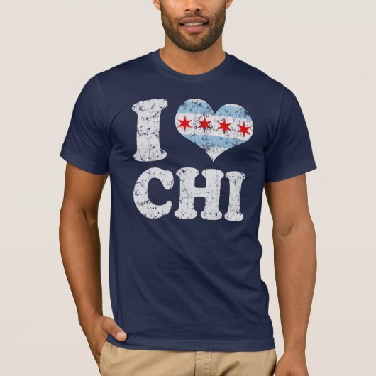 T-shirt CHI de drapeau de Chicago du coeur I (Devant)
