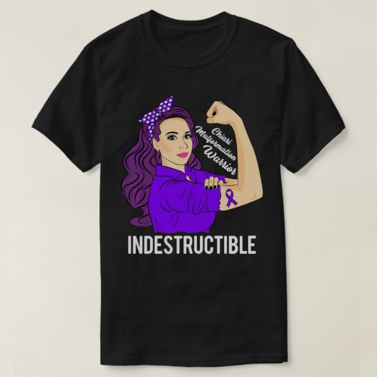 T-shirt Chiari Malformation Guerrier Indestructible (Design devant)
