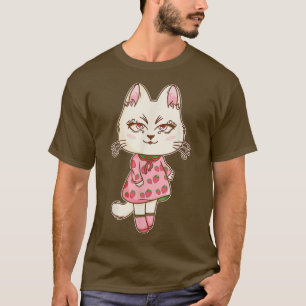 T-shirt Chibi Anime Kawaii Chat aux fraises Cute Pink Past