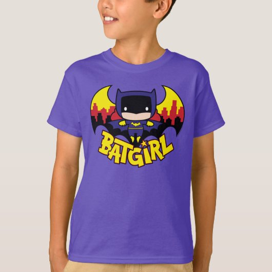 T-shirt Chibi Batgirl avec Gotham Skyline & Logo (Devant)