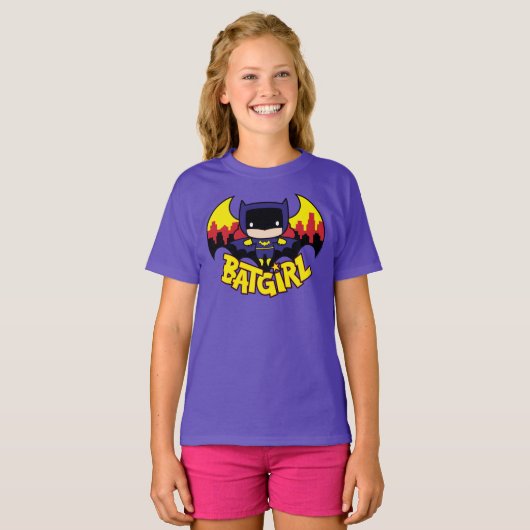 T-shirt Chibi Batgirl avec Gotham Skyline & Logo (Devant entier)