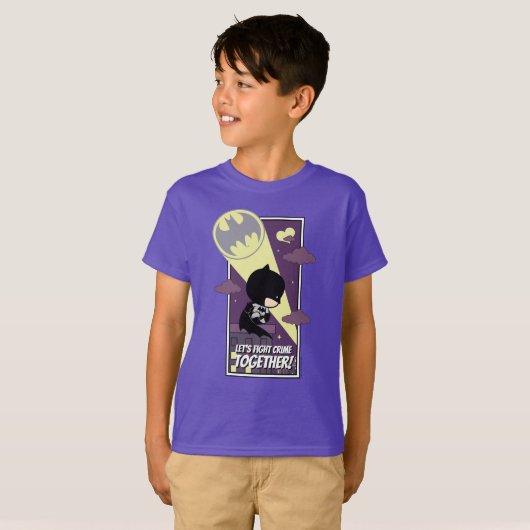 T-shirt Chibi Batman - Combattons la criminalité ensemble (Devant entier)