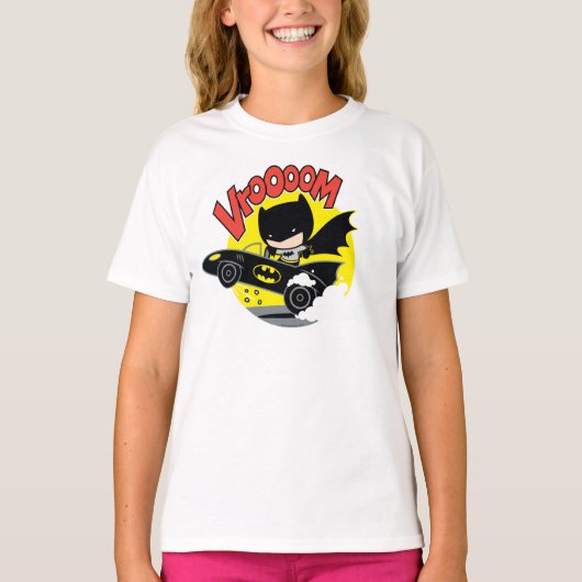 T-shirt Chibi Batman Dans Le Batmobile (Devant)