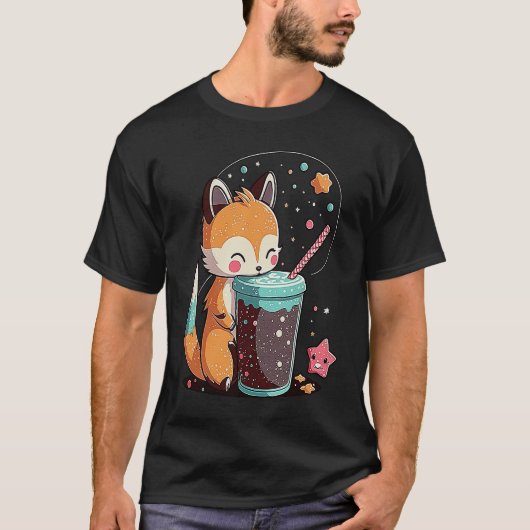 T-shirt Chibi Bubble Tea Fox  Boba Tea (Devant)