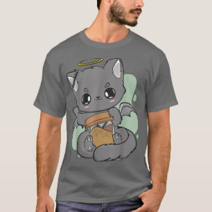 T-shirt Chibi Cat And Coffee Cup Neko Gothic Yume Kawaii C