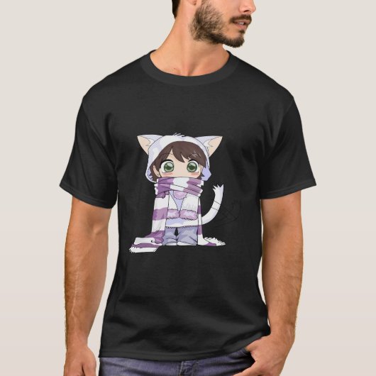 T-shirt Chibi Cat Anime Girl (Devant)