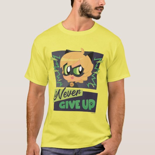 T-shirt Chibi Cat Noir n'abandonne jamais (Devant)