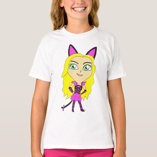 T-shirt chibi chatte fille  (Devant)