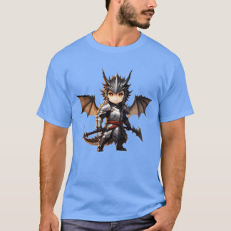 T-shirt Chibi dragonguerrier Pose avant en pleine armure d