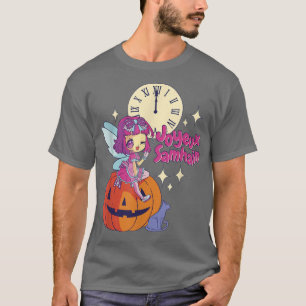 T-shirt Chibi Fairy Godmère Chat noir Citrouille Halloween