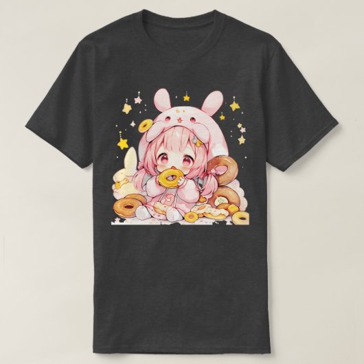 T-shirt chibi fille et lapin (Design devant)
