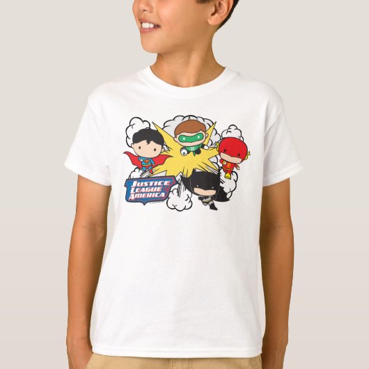 T-shirt Chibi Justice League of America Explosion (Devant)