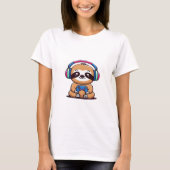 T-shirt Chibi Kawaii Sloth Gamer � Cute Funny Animal with (Devant)