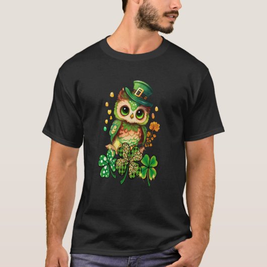 T-shirt Chibi Owl Adorable St Patrick's Day Bird Cute C (Devant)