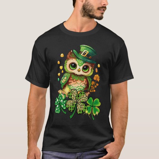 T-shirt Chibi Owl Adorable St Patrick's Day Bird Cute C (Devant)