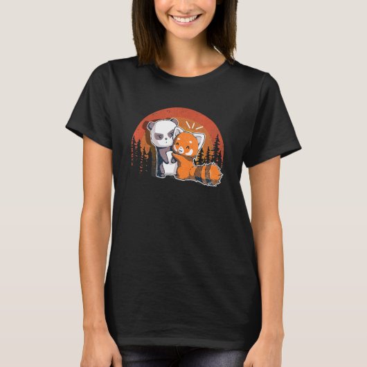 T-shirt Chibi Panda Ours Hugs Rouge Panda - Enfants (Devant)