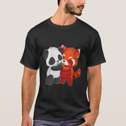 T-shirt Chibi Panda Ours Hugues Rouge Panda (Devant)