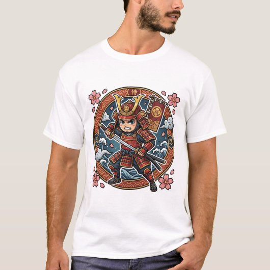 T-shirt Chibi Samurai Warrior Way of the Samurai Kanji (Devant)