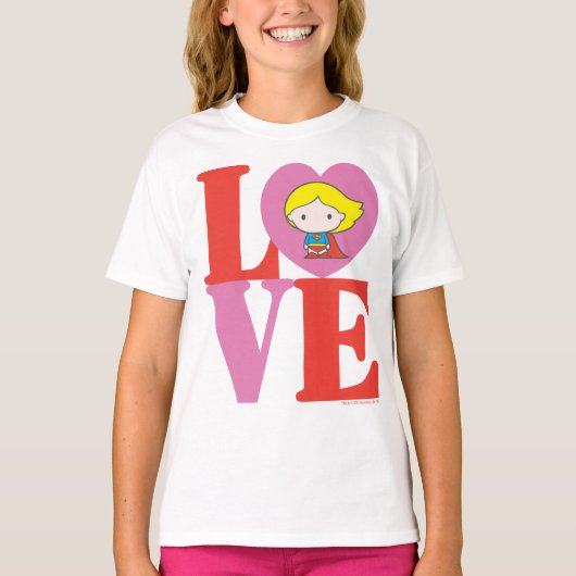 T-shirt Chibi Supergirl LOVE (Devant)