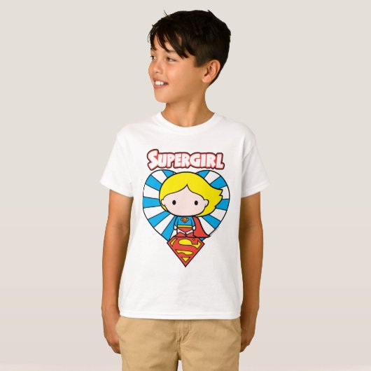 T-shirt Chibi Supergirl Starburst Coeur et logo (Devant entier)