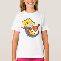 Chibi Supergirl volant arc-en-ciel